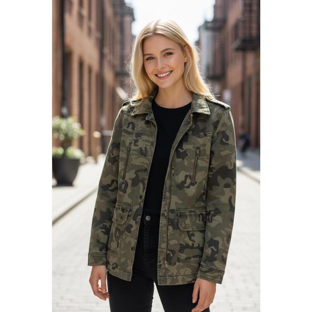 Gianni Bini Women's XS Camouflage Utility Jacket Military Fall Layering Casual - Picture 2 of 11